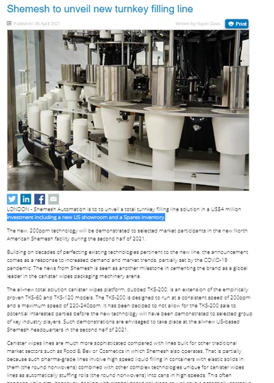 SNW Shemesh to unveil turnkey line