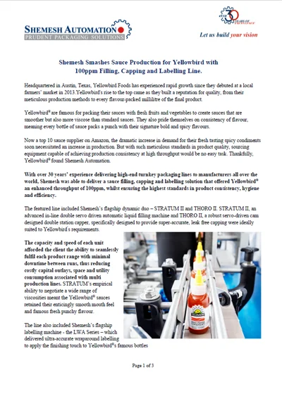 Shemesh Smashes it with sauce production for Yellowbird